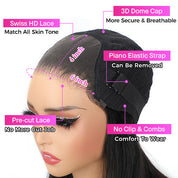 Seegethair Bleached Knots Kinky Straight Hair 10x6 Lace Front Wigs Wear Go Wig Glueless Wigs 250% Density