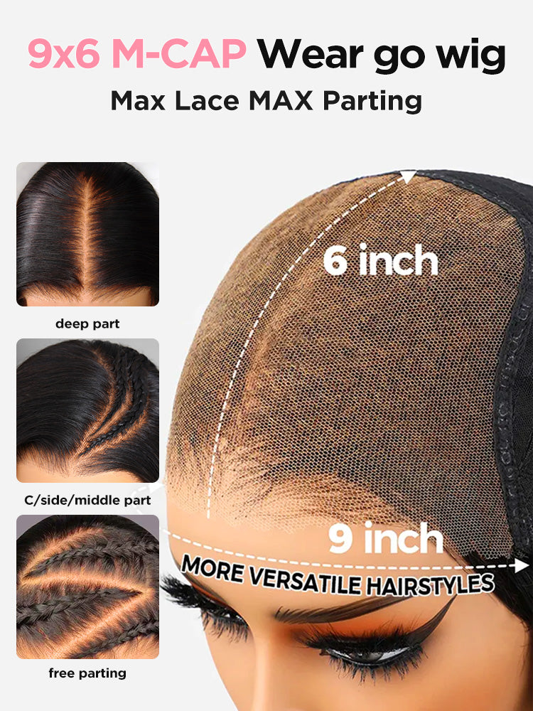 Simidola M-CAP Wear Go 9x6 HD Lace Pre Bleached Tiny Knots Ocean Wave Glueless Wig