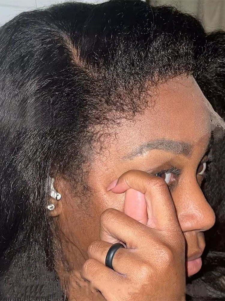 Simidola 4C Edges | Type 4C Kinky Edges Human Hair Wigs Kinky Straight 13x4 Lace Frontal Wig With Realistic Hairline
