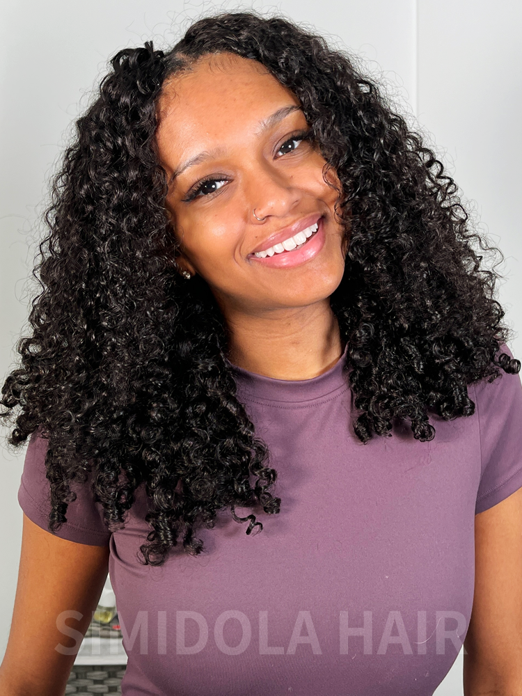 Simidola V Part Kinky Curly Beginner Friendly Human Hair Wig