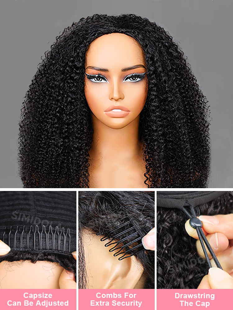 @lovely_dream26 Same 28inch Simidola Glueless Afro Curly 3 In 1 Half Wig Drawstring Band Wear Go Wig