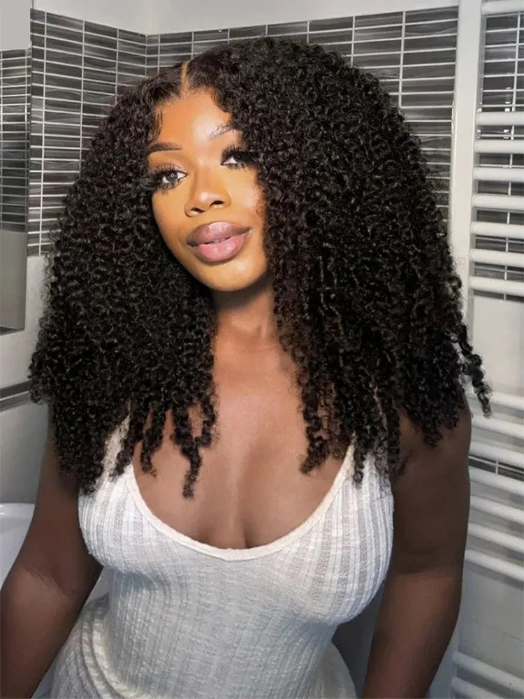 Simidola 13x4 Transparent / HD Lace 250% Density Kinky Curly Wig Natural Pre Plucked