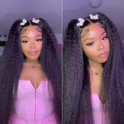Seegethair Bleached Knots Kinky Straight Hair 10x6 Lace Front Wigs Wear Go Wig Glueless Wigs 250% Density