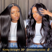 Seegethair Bleached Knots Kinky Straight Hair 10x6 Lace Front Wigs Wear Go Wig Glueless Wigs 250% Density