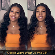 Seegethair Bleached Knots Ocean Wave Wear Go Wigs Pre-cut HD Lace Pre Plucked Hairline Glueless Wigs