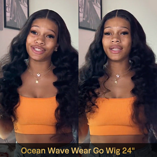 Seegethair Bleached Knots Ocean Wave Wear Go Wigs Pre-cut HD Lace Pre Plucked Hairline Glueless Wigs
