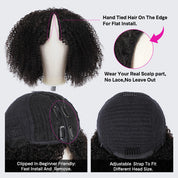 Ombre 4/27 Highlight Kinky Curly Hair V Part Human Hair Wigs No Leave Out Install