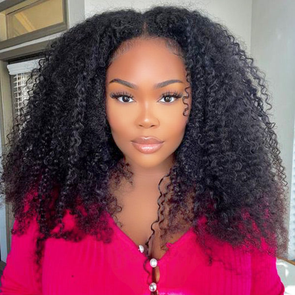 Seegethair Kinky Curly Hair Wear And Go Wigs 360 Full Lace Front Wigs Pre Cut Lace Wig With Bleached Knots