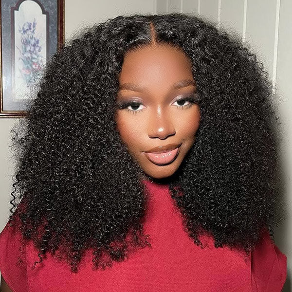 Seegethair 360 Lace Wigs Afro Curly Human Hair Pre Cut Lace Wigs Bleached Knots Wear Go Wigs