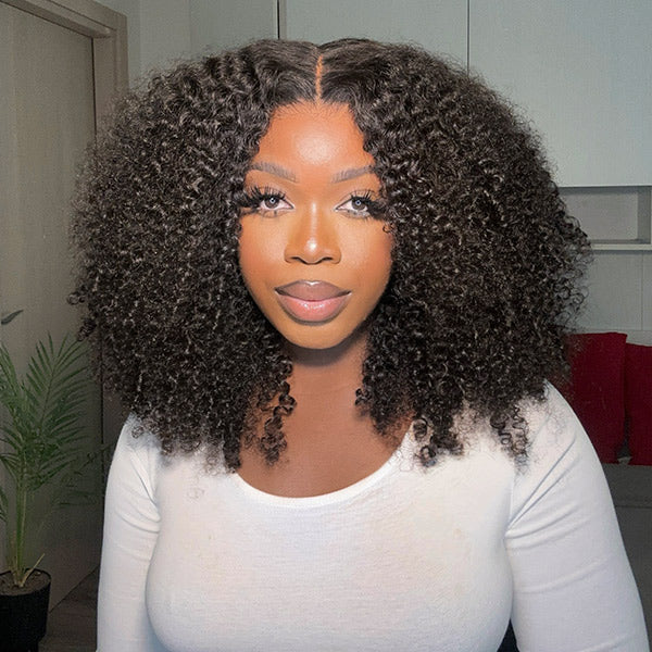 Seegethair Bleached Knots Afro Curly Wear Go Wig Ready To Wear HD Lace Glueless Human Hair Wigs