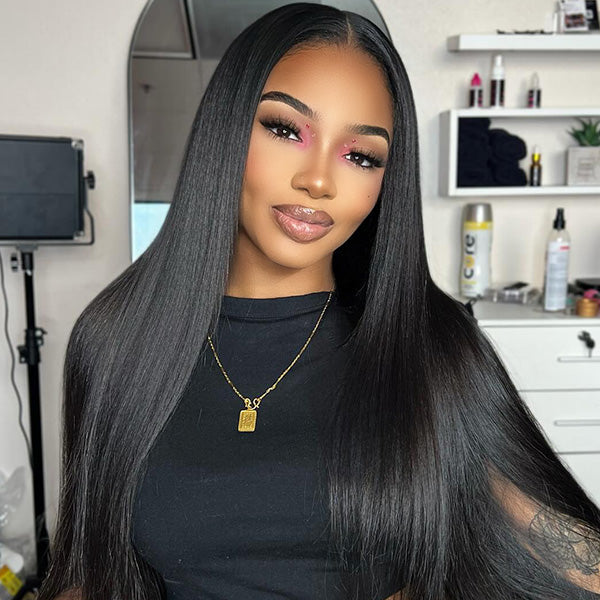 Seegethair Silky Straight 360 Transparent Lace Frontal Wigs With Bleached Knots& Pre Cut Lace Adjustable Cap Size