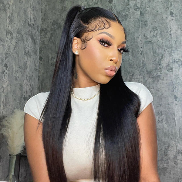 Seegethair Silky Straight 360 Transparent Lace Frontal Wigs With Bleached Knots& Pre Cut Lace Adjustable Cap Size