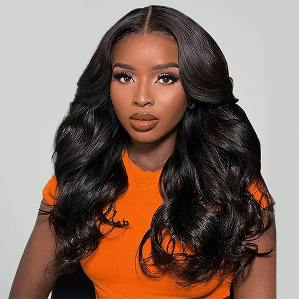 Layered Cut Pre-bleached 7x5 Wear Go Wigs 180% Density Face-Framing Body Wave Human Hair Wigs