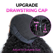 Vshow Yaki Wand Curly Wig Human Hair  Wear Go Glueless Fluffy Wig 7x5 Pre-Cut Lace With Drawstring