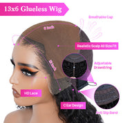 VSHOW Indian Curly Wear Go Glueless Human Hair Wigs Pre Bleached&Pre-cut Lace Front Hair Wigs With Drawstring 250% Density