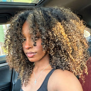 Seegethair  3 In 1 Drawstring Half Wigs Kinky Curly Highlight Color Human Hair Wigs Flip Over Wig