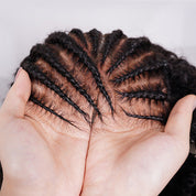 Pre-Braided Front Afro Curly 10x6 Parting Max Glueless Wigs Fulani Braids Curly Human Hair Wear Go Wigs