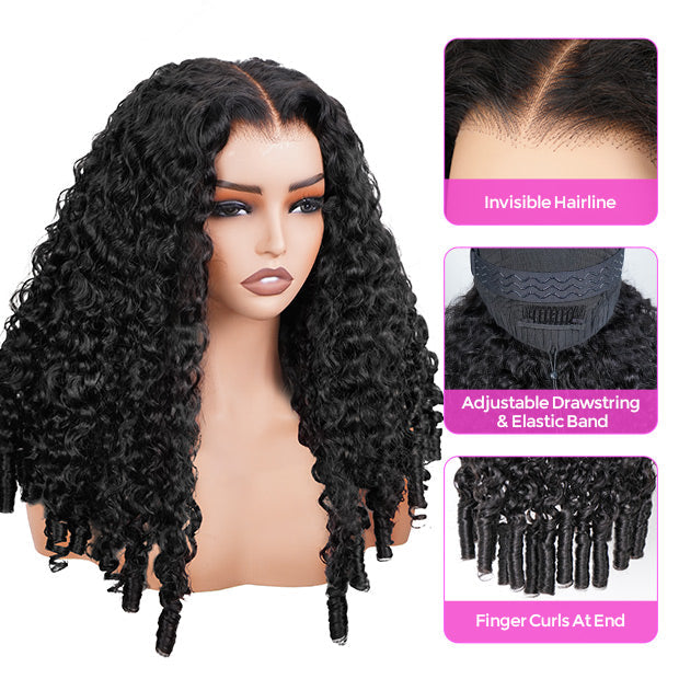 Burmese Curly Hair 9x6 T Part Lace Glueless Human Hair Wigs For Women 250% Density Deep Part Wig