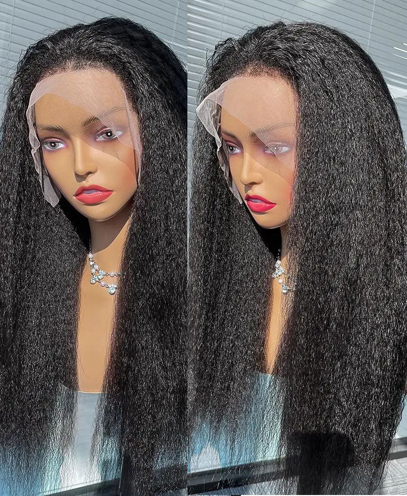 Simidola 4C Edges 13x6 | Type 4C Kinky Edges Human Hair Wigs Kinky Straight 13x6 Lace Frontal Wig With Realistic Hairline