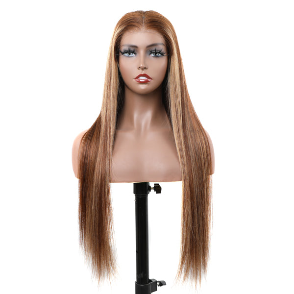 Seegethair Straight Hair Highlight Wig Wear Go Wigs Glueless 4x6 HD Lace Wigs 180% Density