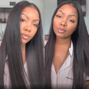 Seegethair 250% Density Straight Human Hair Wigs With Elastic Drawstring Natural Glueless V Part Wig Thin Part Human Hair Wig