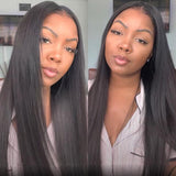 Seegethair 250% Density Straight Human Hair Wigs With Elastic Drawstring Natural Glueless V Part Wig Thin Part Human Hair Wig