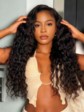 Simidola Pre-Bleached Knots Water Wave 13x4 13x6 HD Lace  Human Hair Wear Go Glueless Wig With Elastic Drawstring
