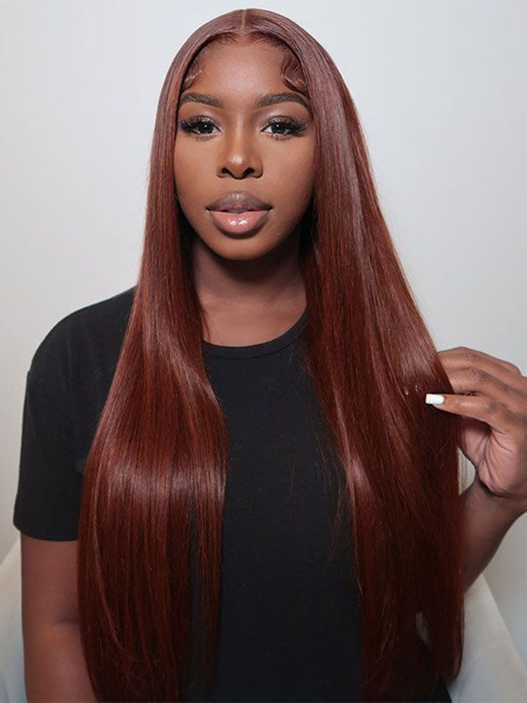 Simidola Reddish Brown Color 7x5 Lace Straight Hair Wear Go Glueless Wig Pre Plucked Natural Hairline
