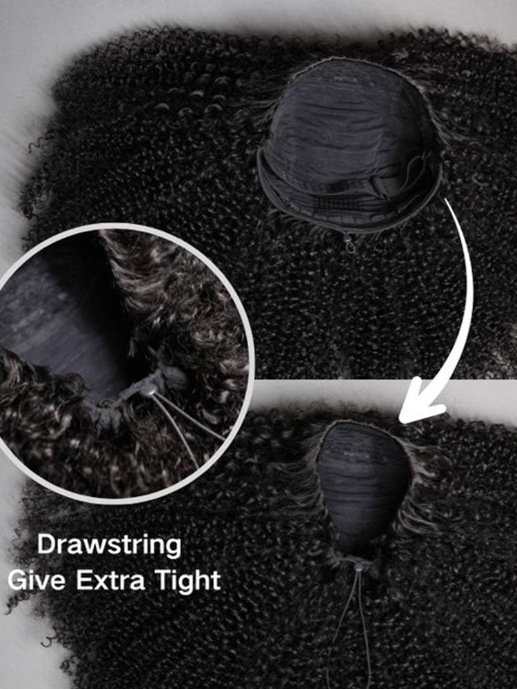 @eleciaamiaa Same 22inch Glueless Kinky Curly 3 In 1 Half Wig Drawstring Band Wear Go Wig Invisible Hairline