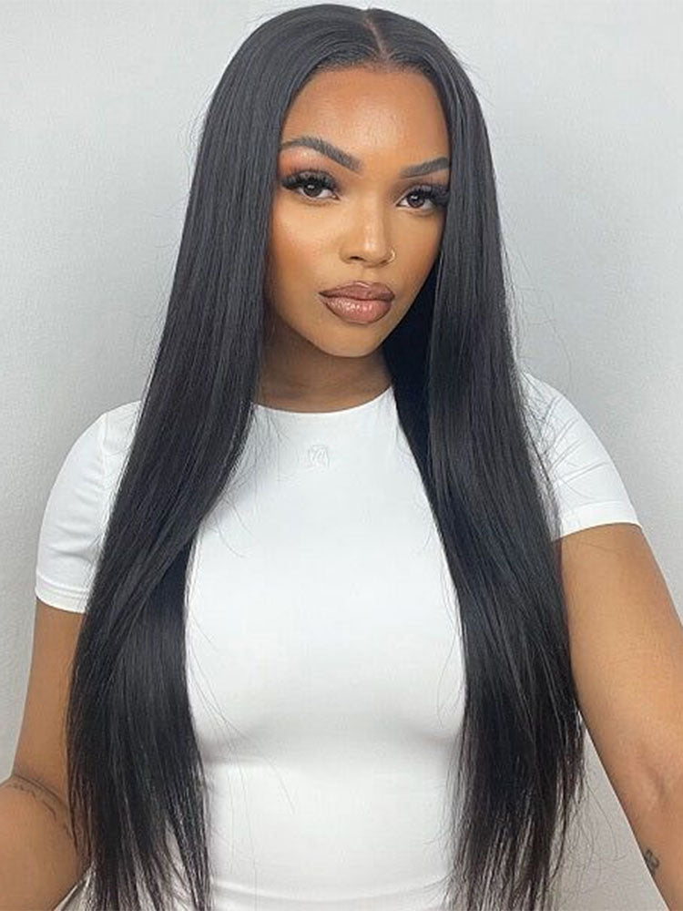 Buy 1 Get 1 Free | Simidola Wear & Go Glueless 7x5 Straight Hair Wig & Free 12 Inch Highlight Color Kinky Curly Wig