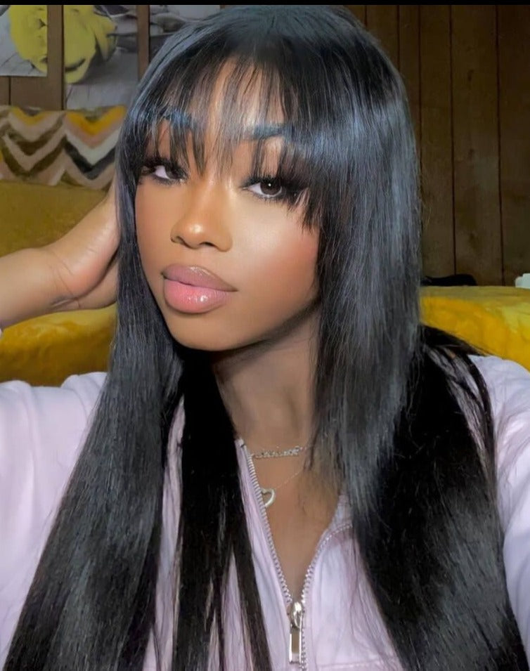 Simidola Undetectable 5x5 Lace Yaki Straight Ultra Natural Wig With Bangs