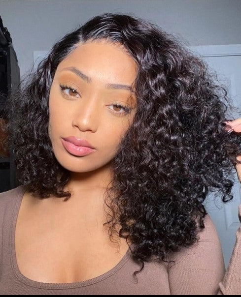 Simidola 5x5 Lace Closure Deep Curly Short Bob Wig