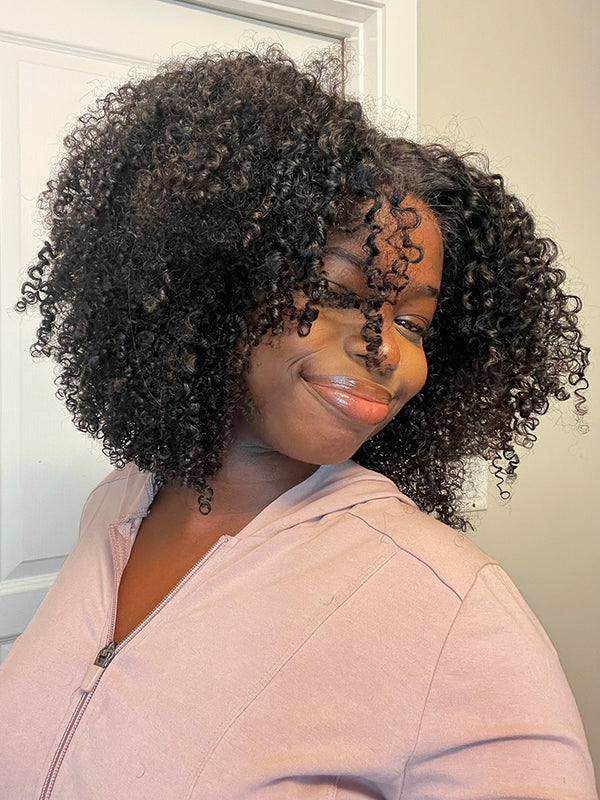 Simidola Pre-bleached 7x5 Pre-cut Pre-plucked Afro Curly Hair Glueless Wear Go Bob Wig With Drawstring