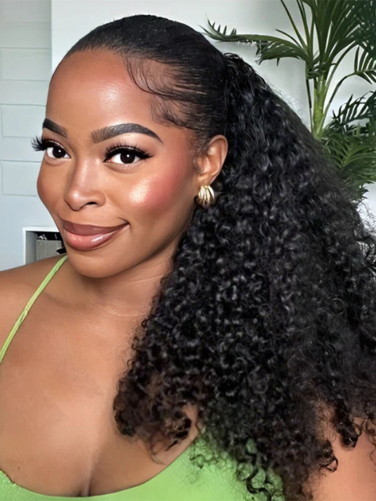 Simidola Glueless Water Wave 3 In 1 Half Wig Drawstring Band Wear Go Wig Invisible Hairline