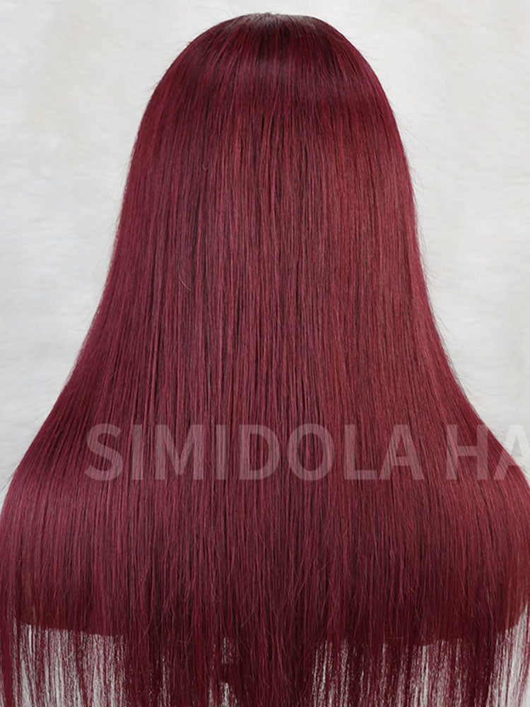 Simidola 99J Color 7x5 Lace Straight Hair Wear Go Glueless Wig Pre Plucked Natural Hairline