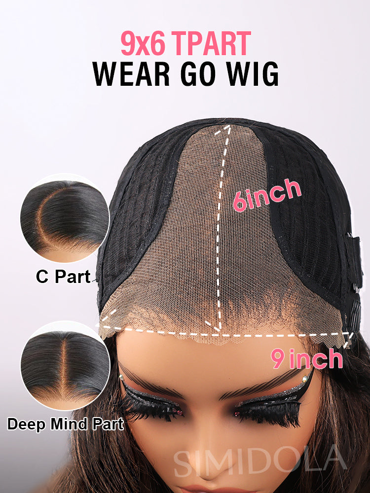 Simidola Yaki Straight Layered Cut 9x6 T Part Lace Wear Go Wig Natural Black Deep Part Lace Glueless Wig