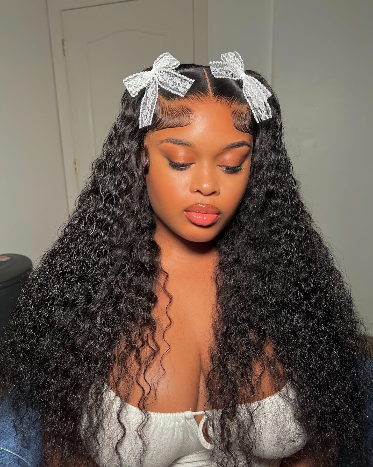 Simidola Pre-Bleached Knots Water Wave 13x4 13x6 HD Lace  Human Hair Wear Go Glueless Wig With Elastic Drawstring