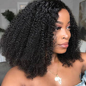 Afro Curly 4c Hair Wigs Pre Cut 9x6 T Part Glueless Human Hair Lace Frontal Wigs With Drawstring