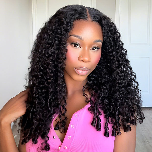 Seegethair360 Invisi Lace Wigs Burmese Curly Hair Wear Go Glueless Human Hair Wigs With Adjustable Strips