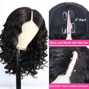 Seegethair Glueless Wigs V Part Wigs 250% Density Body Wave Wigs Thin Part Human Hair Wig