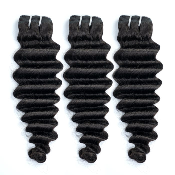 Simidola 3Pcs Hollywood Wave Bundles with 4x4 Loose Deep Closure 10A Grade 100% Human Virgin Hair