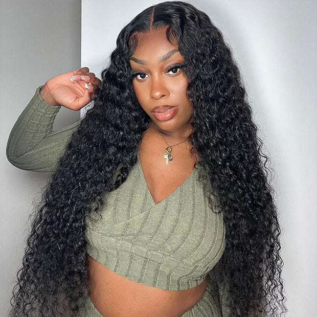 Seegethair Deep Wave 13X4 13X6 Pre Cut Lace Glueless Human Hair Wigs With Drawstring