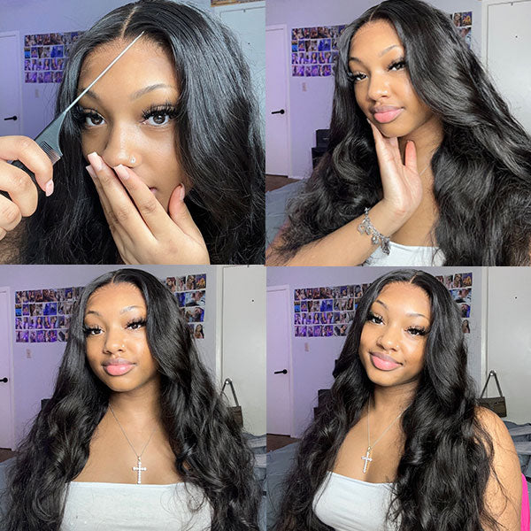 Seegethair Bleached Knots Body Wave Hair 10x6 Lace Wigs Wear Go Glueless Wigs 250% Density