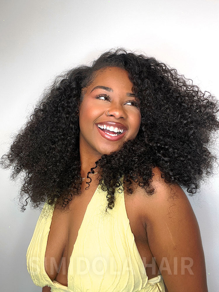 Simidola V Part Kinky Curly Beginner Friendly Human Hair Wig