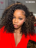 Simidola Glueless 3 In 1 Half Wig Highlight Brown Water Wave Half Wig Draw-strings Flip Over Wig
