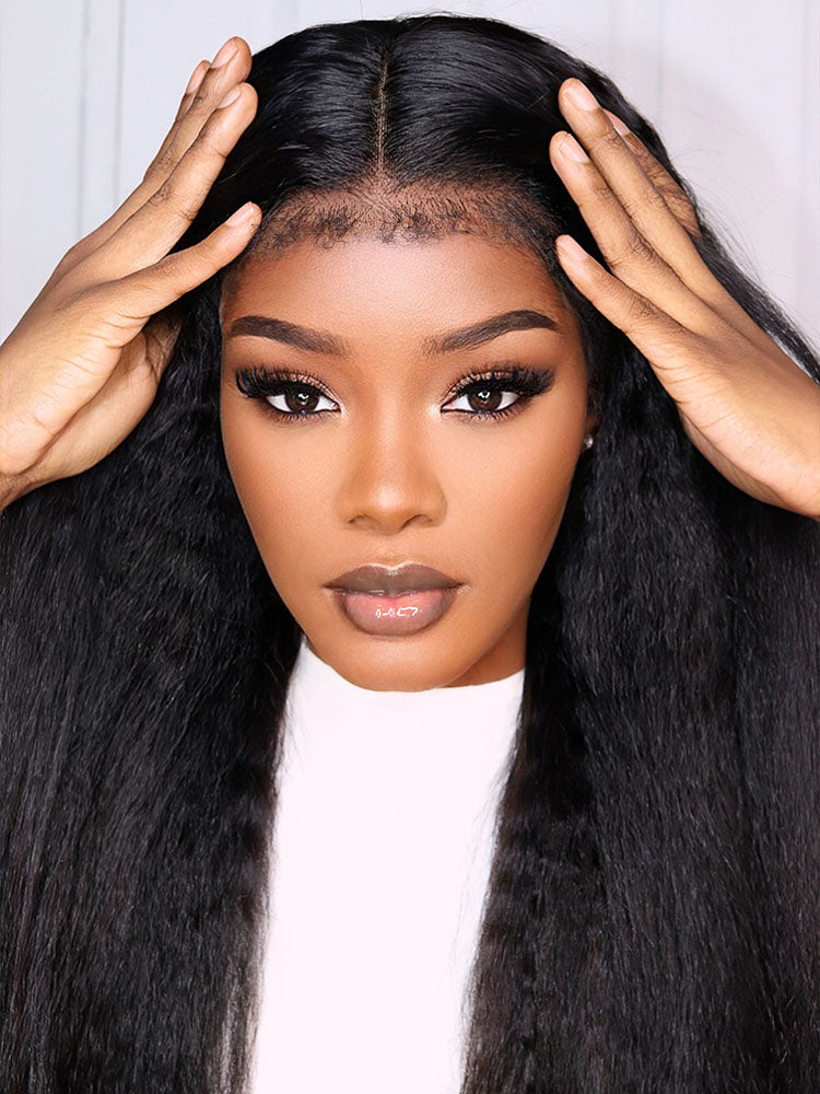 Simidola 4C Edges | Type 4C Kinky Edges Human Hair Wigs Kinky Straight 13x4 Lace Frontal Wig With Realistic Hairline