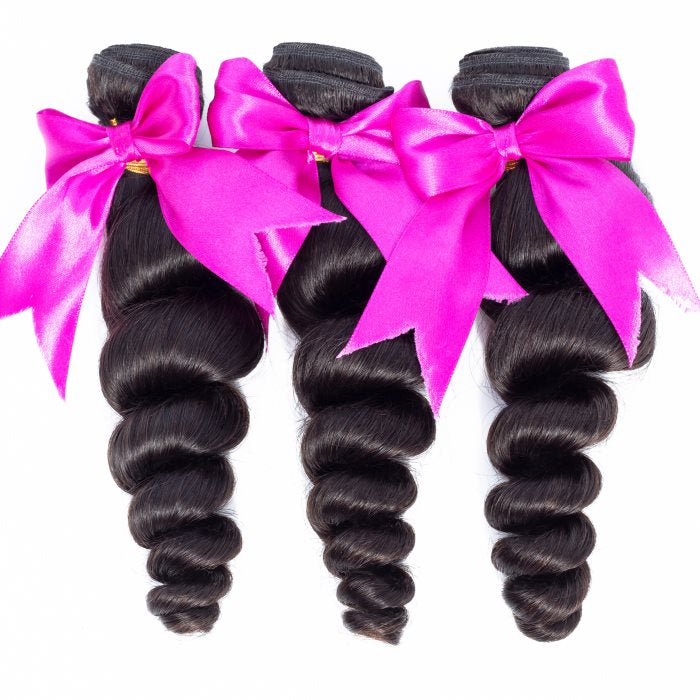 Simidola 3Pcs Loose Wave Bundles with 4x4 Loose Deep Closure 10A Grade 100% Human Virgin Hair