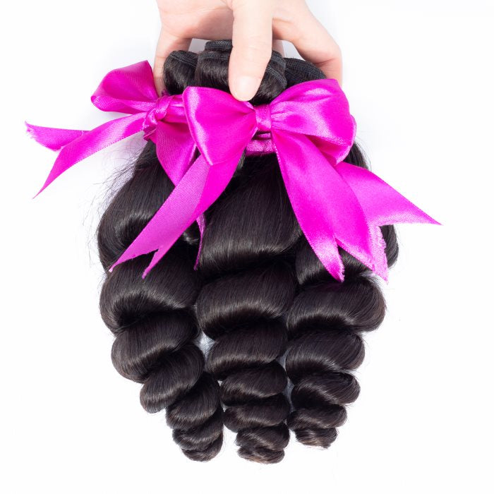 Simidola 3Pcs Loose Wave Bundles with 4x4 Loose Deep Closure 10A Grade 100% Human Virgin Hair