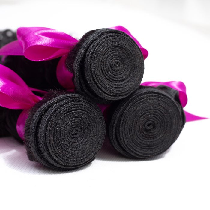 Simidola 3Pcs Deep Wave Bundles with 4x4 Closure 10A Grade 100% Human Virgin Hair