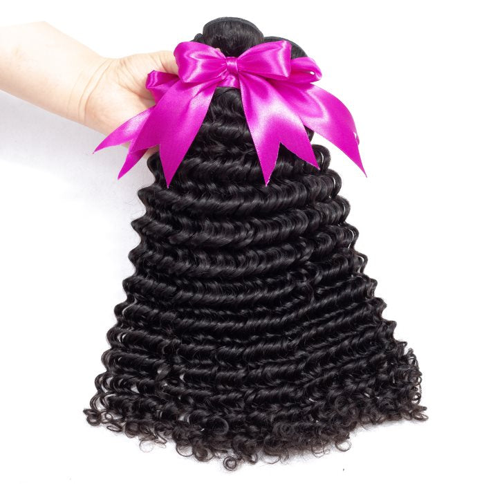 Simidola 3Pcs Deep Wave Bundles with 13x4 Frontal 10A Grade 100% Human Virgin Hair
